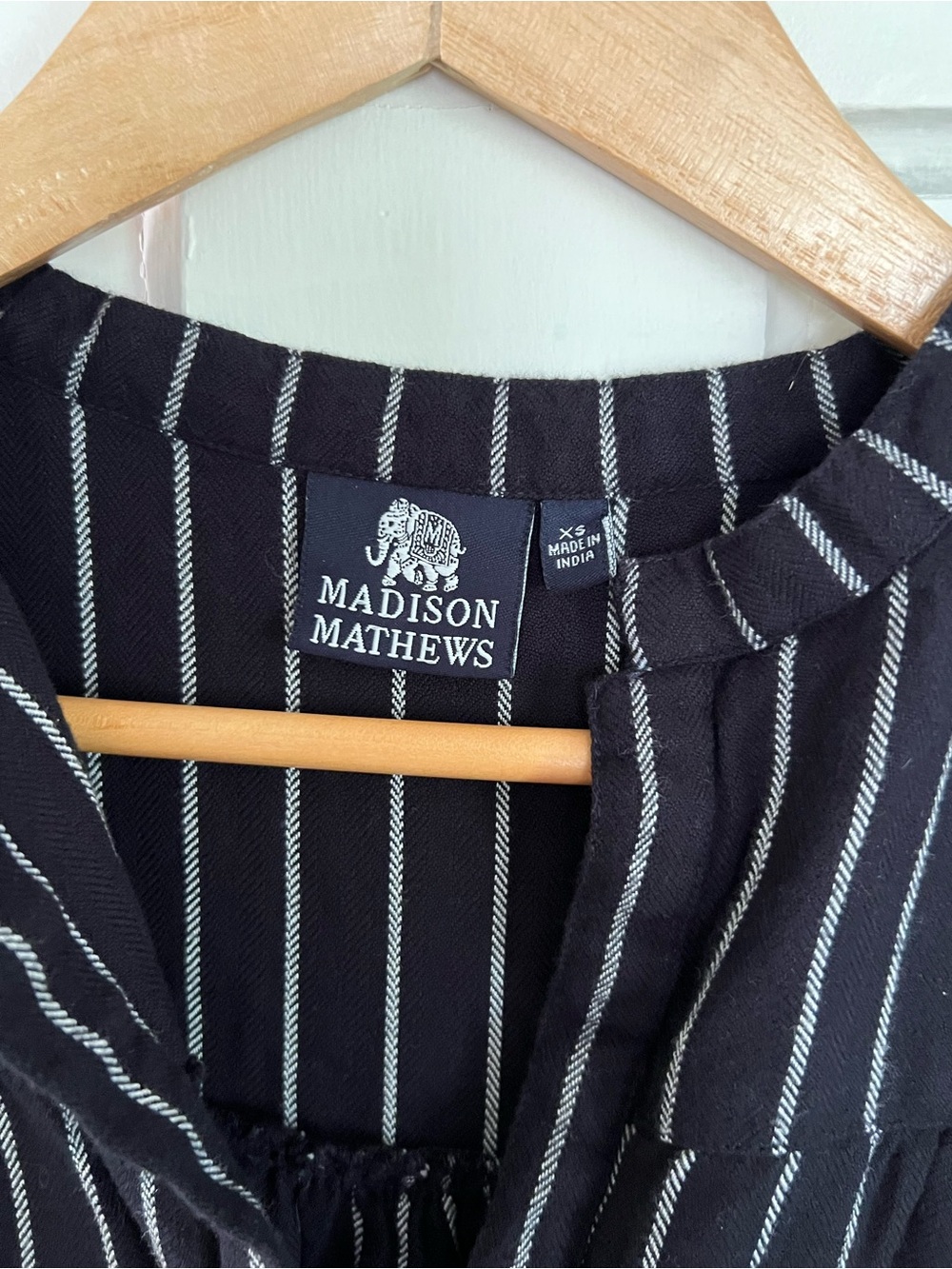 Madison Matthew’s XS Black Stripe Tiered Cotton Babydoll Dress Boho Cottagecore - Picture 3 of 7